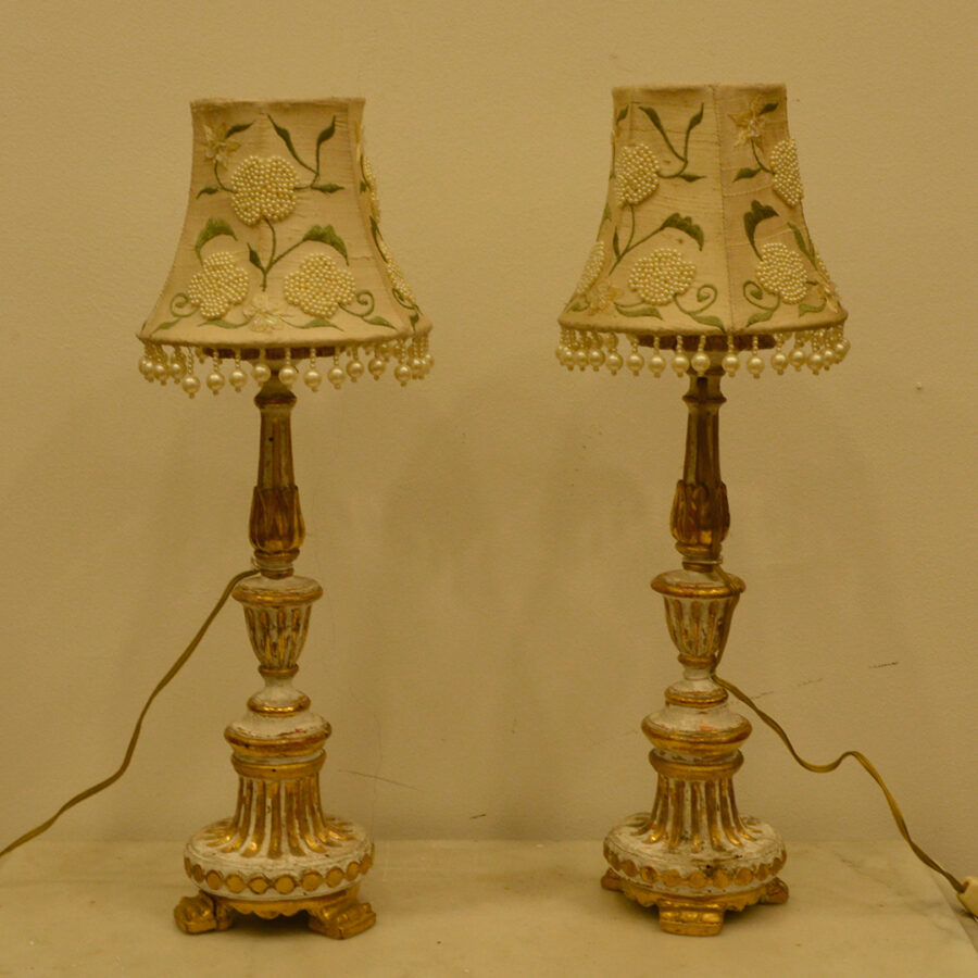 Candeliere Coppia Candelabri Laccati