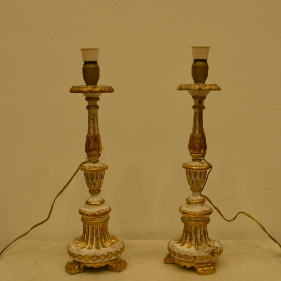 Candeliere Coppia Candelabri Laccati