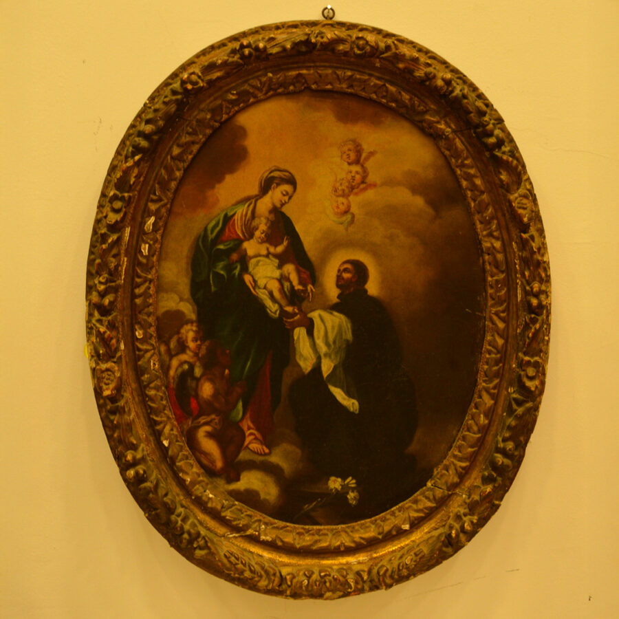 Cornici Ovale ad Olio Madonna con Bambino e San Domenico