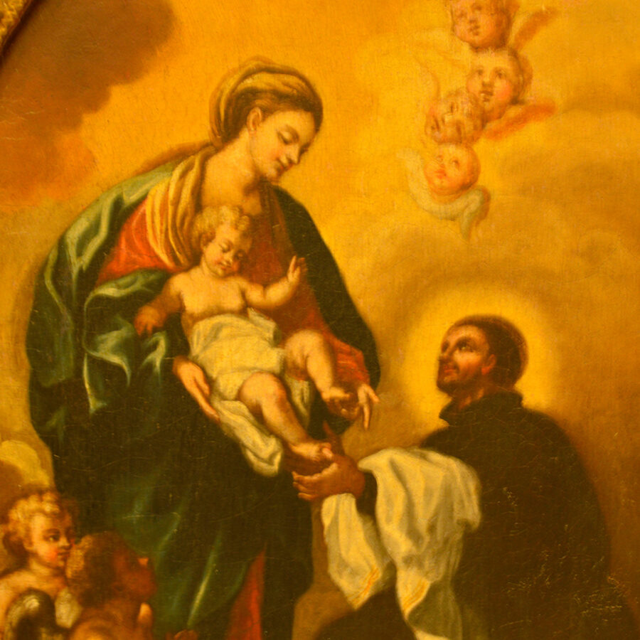 Cornici Ovale ad Olio Madonna con Bambino e San Domenico